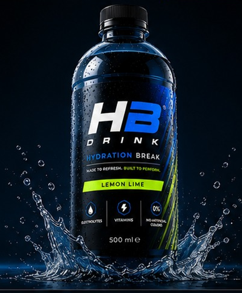 HB DRINK Hydration Break sportdrank fles Lemon Lime, 500 ml met elektrolyten en vitaminen